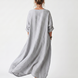Raina | Contrast Panel Embroidered Oversized Pocket Midi Dress