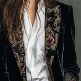 Leonor | Blazer Entallado con Estampado Barroco Negro
