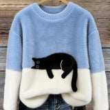 Aileen™ | Elegant Cat Print Oversized Sweater