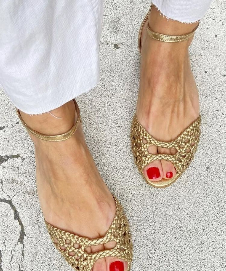Isadora — Woven Gold Sandals