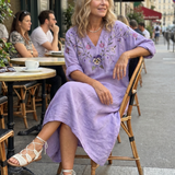 Tavi | Floral Embroidered Oversized Pocket Midi Dress