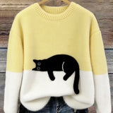 Aileen™ | Elegant Cat Print Oversized Sweater