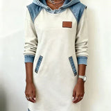 Lunariae – Casual Contrast Hoodie Dress