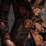 Berta | Blazer Sastre con Estampado Floral Negro y Bronce