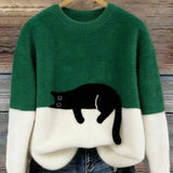 Aileen™ | Elegant Cat Print Oversized Sweater