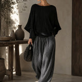 LUCIA | PLEATED BATWING TOP & WIDE-LEG PANTS SET