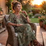 Aleta | Button Front Embroidered Oversized Pocket Midi Dress