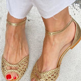 Isadora — Woven Gold Sandals