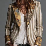 Susana | Blazer Boho de Rayas con Cuello Estampado