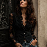 Noelia | Blazer Corto Negro con Mangas Semitransparentes