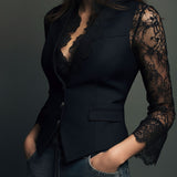 Consuelo | Blazer Negro con Mangas Semitransparentes