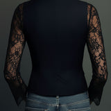 Consuelo | Blazer Negro con Mangas Semitransparentes