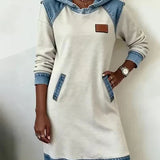 Lunariae – Casual Contrast Hoodie Dress