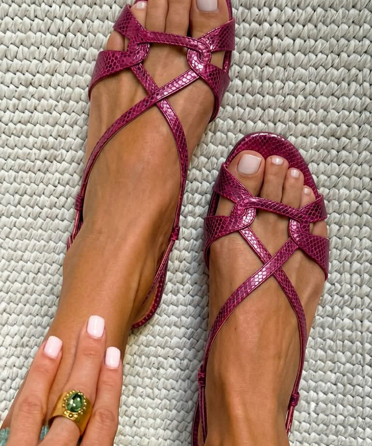 Sienna | Snake-Effect Slingback Sandals