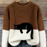 Aileen™ | Elegant Cat Print Oversized Sweater