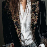Leonor | Blazer Entallado con Estampado Barroco Negro