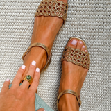 Aurora — Gold Sandals, Summer Enchantment