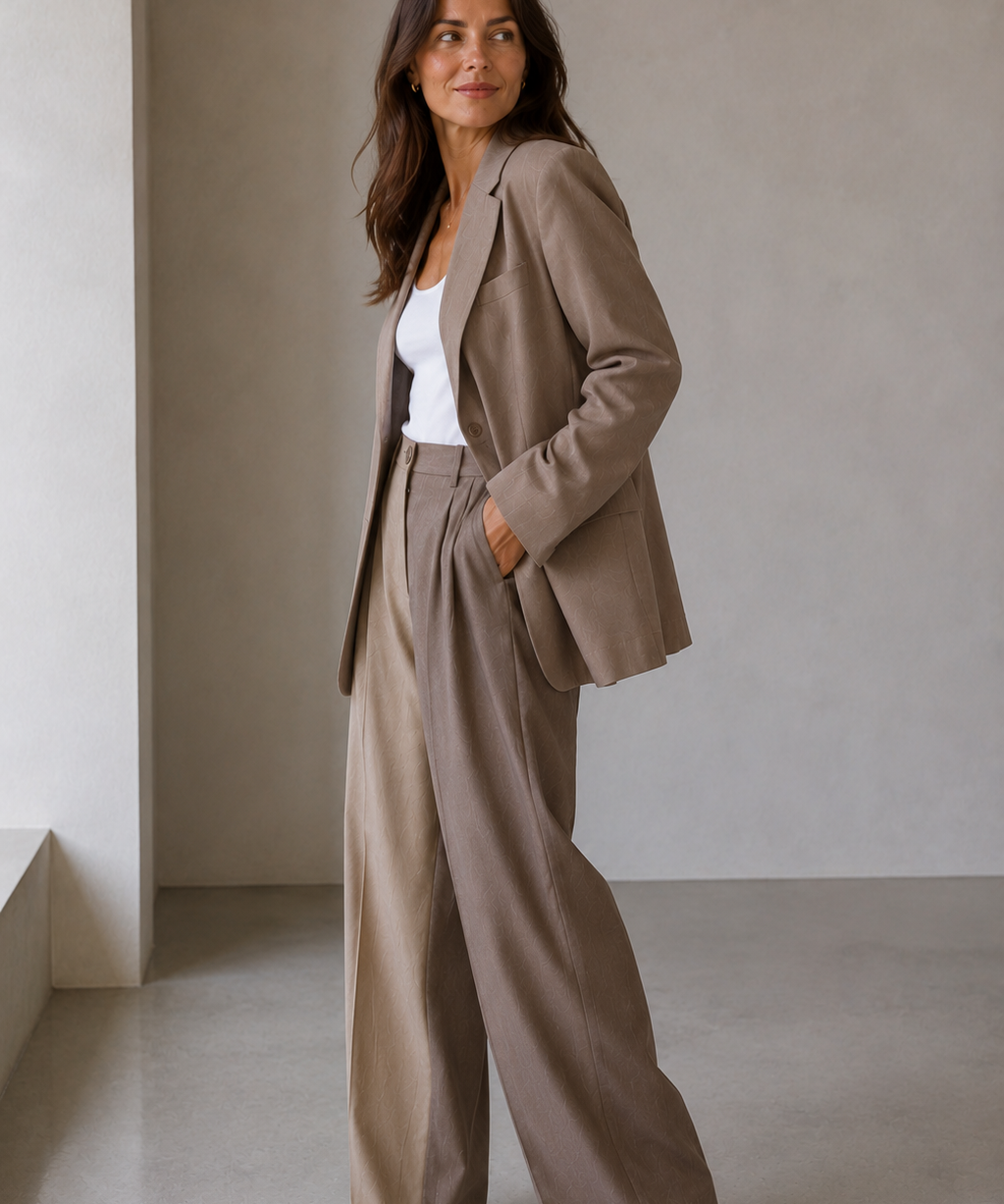 VICTORIA | CONTRAST BLAZER & WIDE-LEG SET