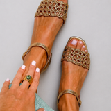 Aurora — Gold Sandals, Summer Enchantment