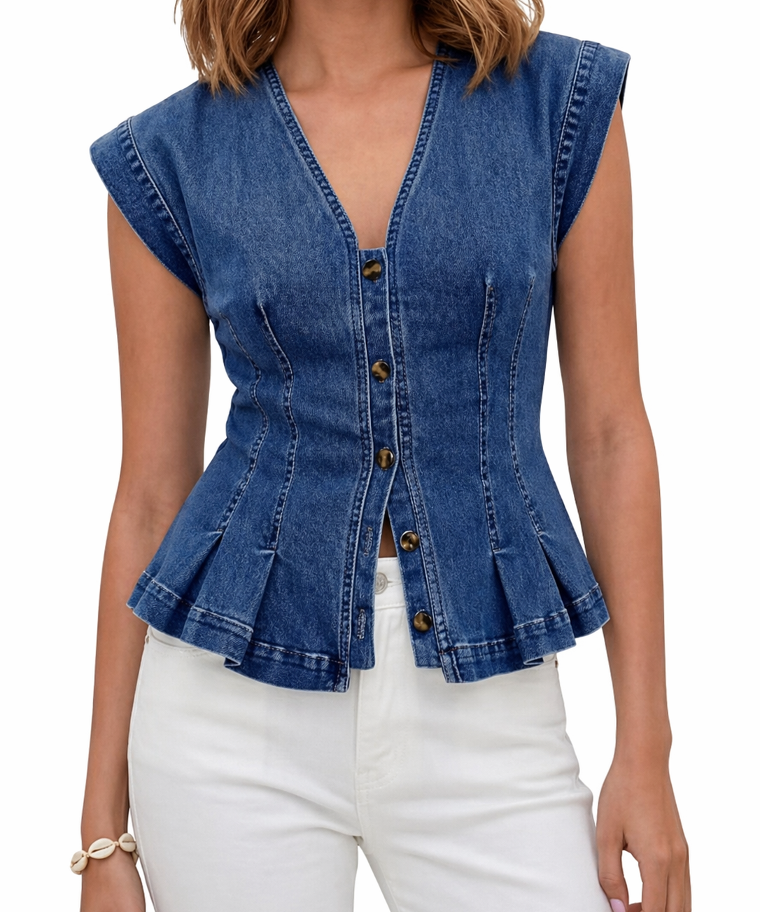 Viera | V-Neck Denim Top