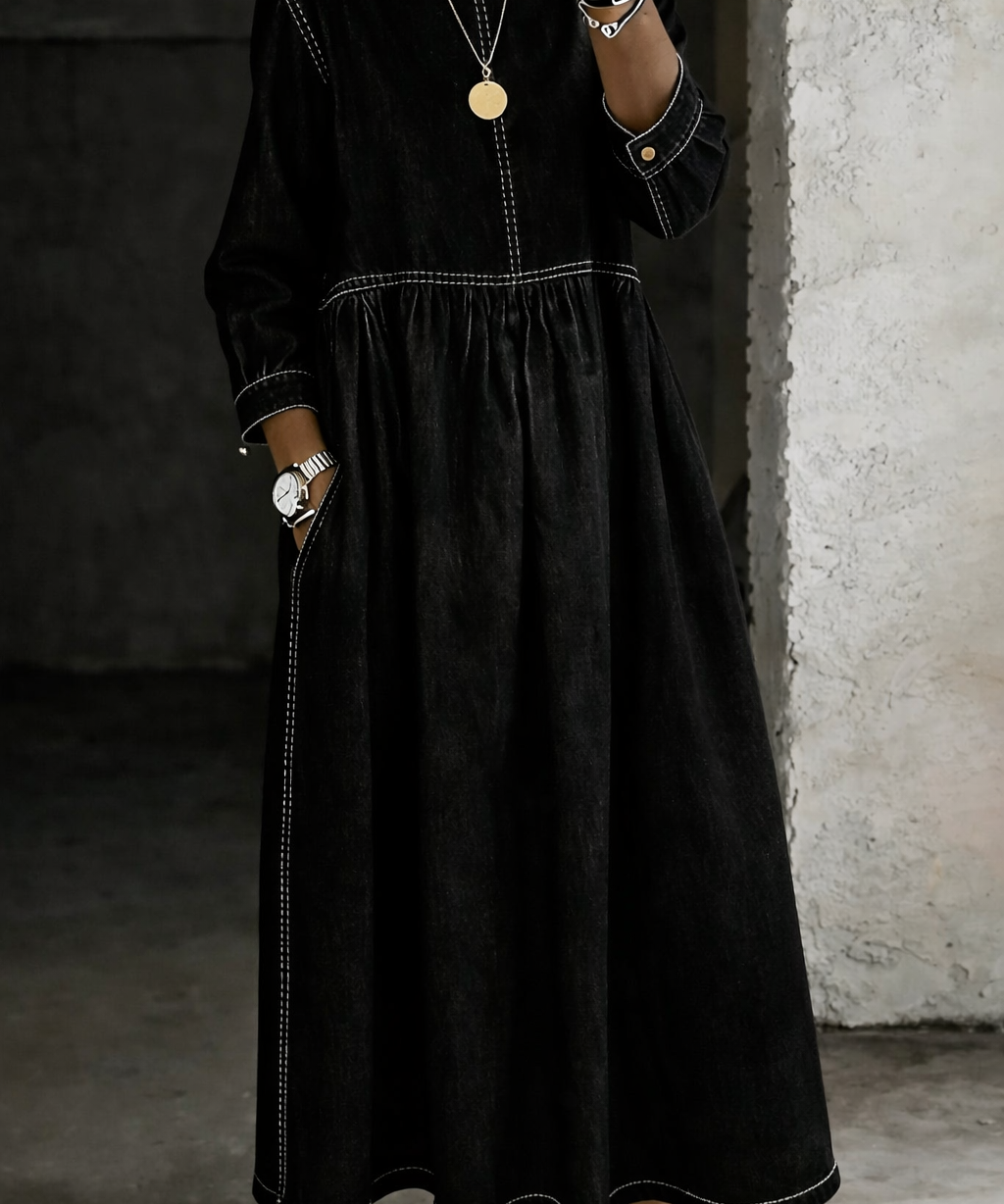 Zephyrelle - Vintage Denim Maxi Dress
