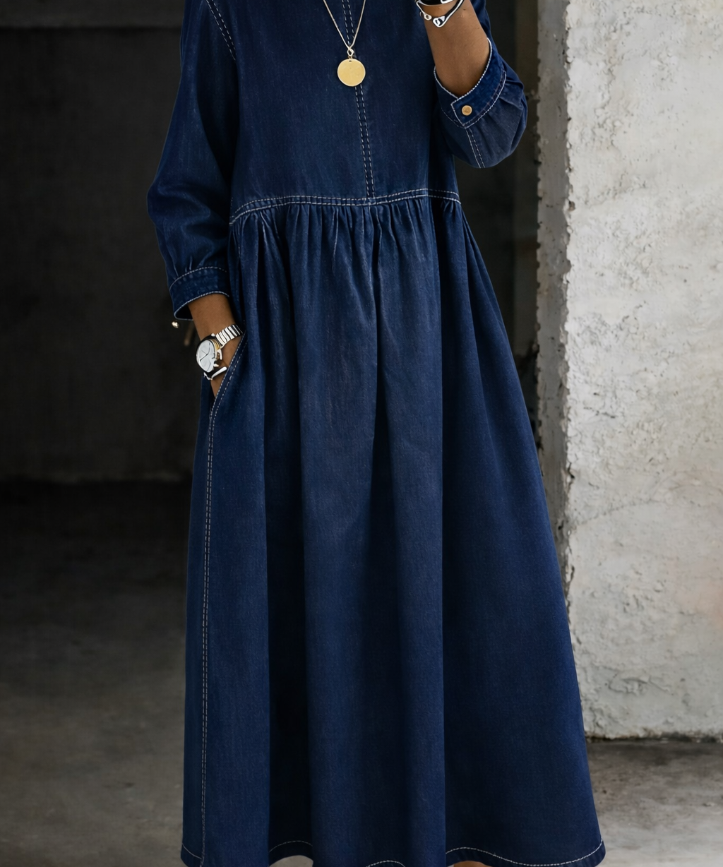 Zephyrelle - Vintage Denim Maxi Dress