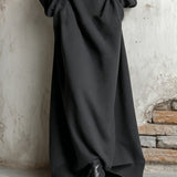 Vestido Maxi Negro de Sudadera con Hombros Descubiertos
