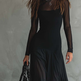 Neroa | Vestido maxi holgado de tul negro