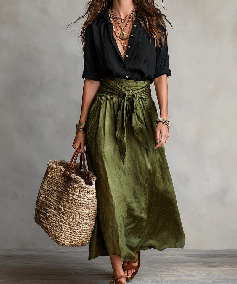 RIVER | SHIRT & MIDI SKIRT SET