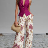 ROSE | FLORAL WIDE-LEG TWO-PIECE SET