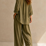 OLIVIA | V-NECK WIDE-LEG TWO-PIECE SET