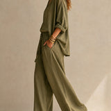 OLIVIA | V-NECK WIDE-LEG TWO-PIECE SET