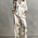 ERAS | IVORY BUTTERFLY-PRINT PALAZZO SET