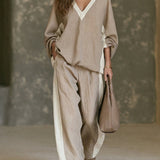 MAIA | RELAXED KHAKI WIDE-LEG PANTS SET