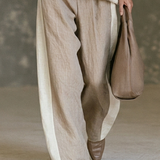 FELIA | KHAKI COLOR-BLOCK WIDE-LEG TWO-PIECE SET