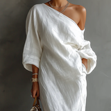 Vestido Maxi Blanco Elegante de Un Hombro