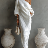 Vestido Maxi Blanco Elegante de Un Hombro