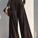 VALERIE | CHOCOLATE BROWN WRAP WIDE-LEG JUMPSUIT