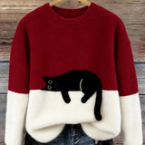 Aileen™ | Elegant Cat Print Oversized Sweater
