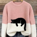 Aileen™ | Elegant Cat Print Oversized Sweater
