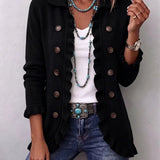 Lucía | Chaqueta de Punto Negro con Volantes