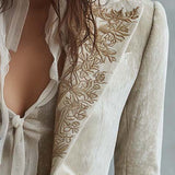 Constanza | Blazer Sastre Bordado Marfil