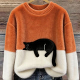 Aileen™ | Elegant Cat Print Oversized Sweater