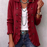 Dolores | Chaqueta de Punto Rojo Rubí con Volantes