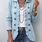 Sagrario | Chaqueta de Punto Azul Empolvado con Volantes