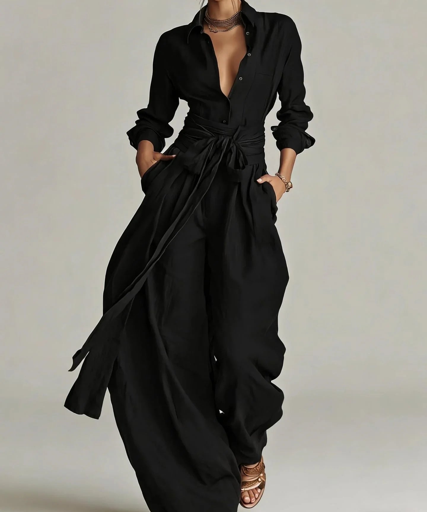BETTY | TIE-WAIST WIDE-LEG TWO-PIECE SET
