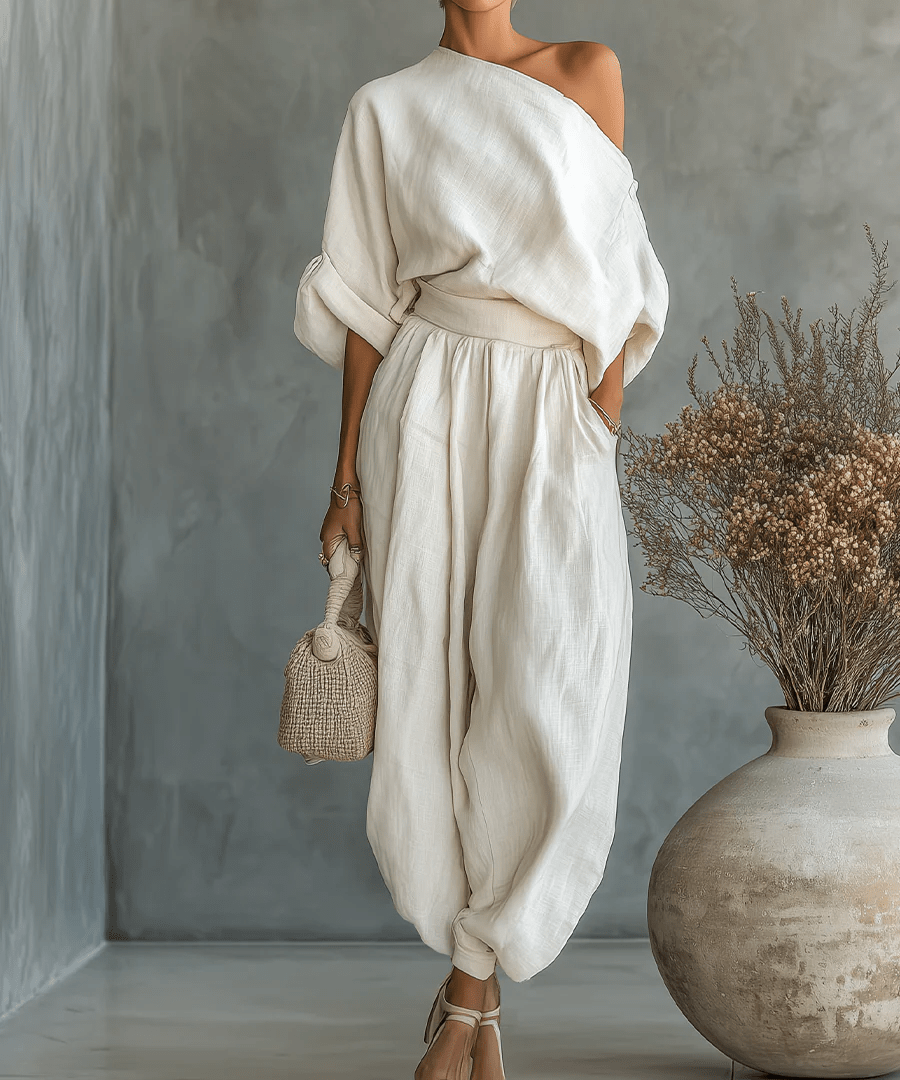 LUCIANA | OFF-SHOULDER LINEN BLEND SET