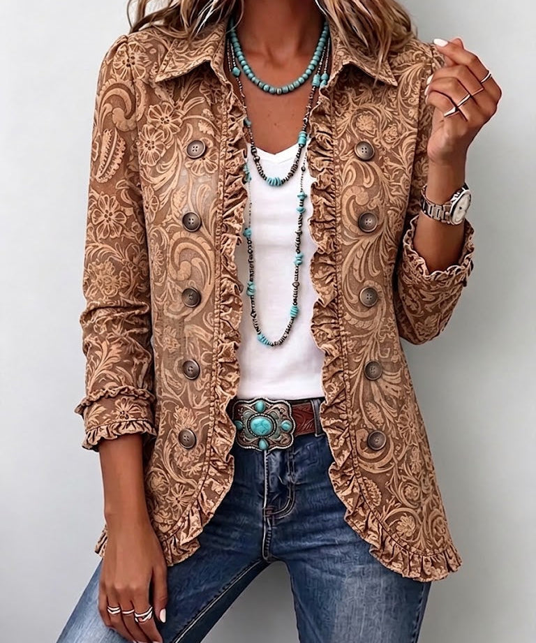 Candelaria | Chaqueta Floral Vintage con Volantes