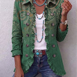Teodora | Chaqueta Cachemira Verde con Volantes