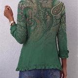 Teodora | Chaqueta Cachemira Verde con Volantes